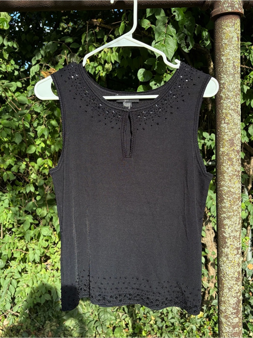 Valerie Stevens Black Beaded Sleeveless Tank